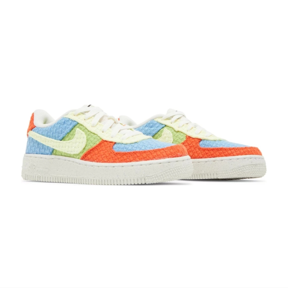 🥳GUC Nike Air Force 1 Low Top LV8 Next Nature TD Hemp Multicolor Sneaker, 6Y